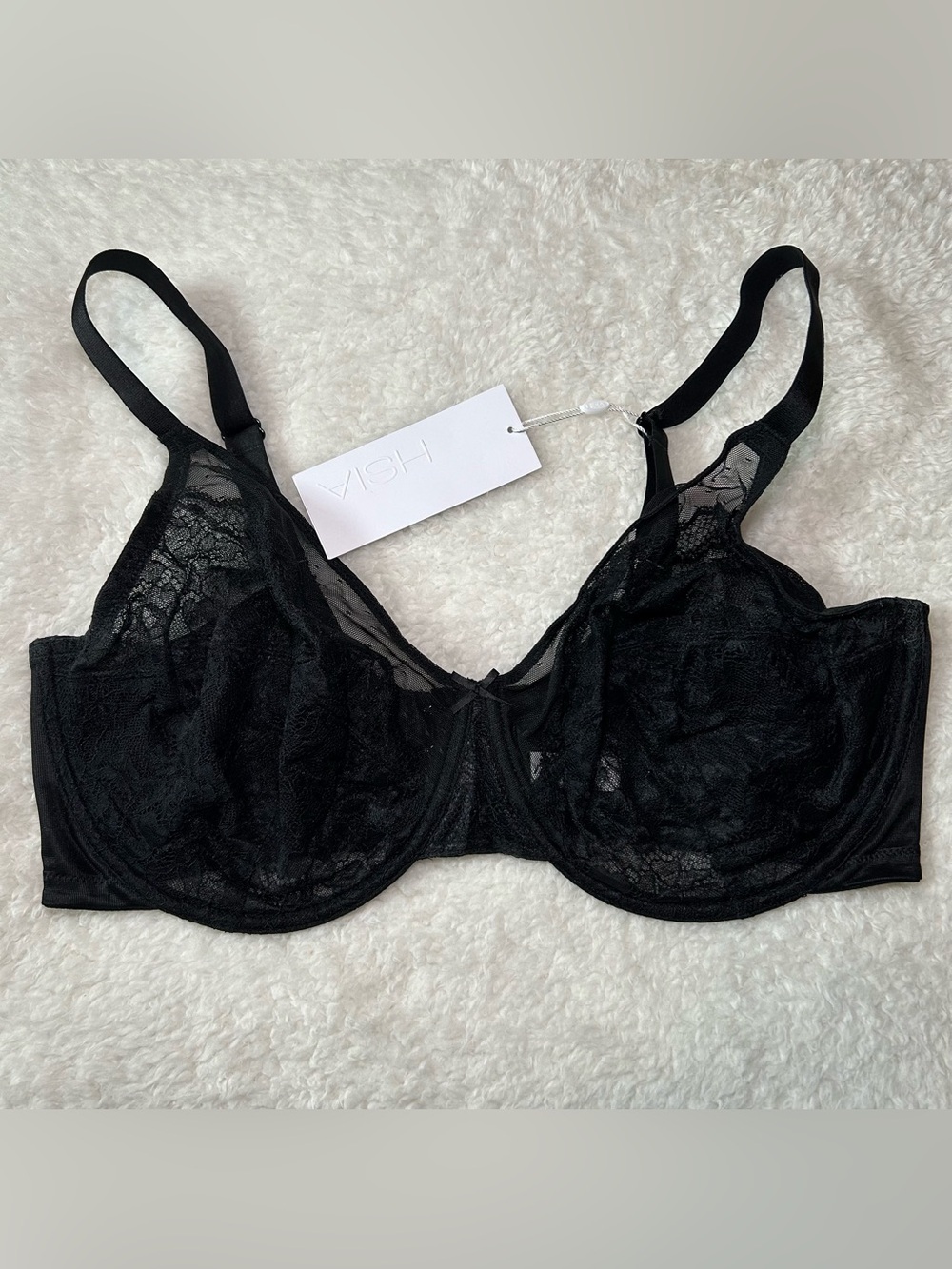 HSIA Enchanted Unlined Lace Underwire Bra 38G Black NEW